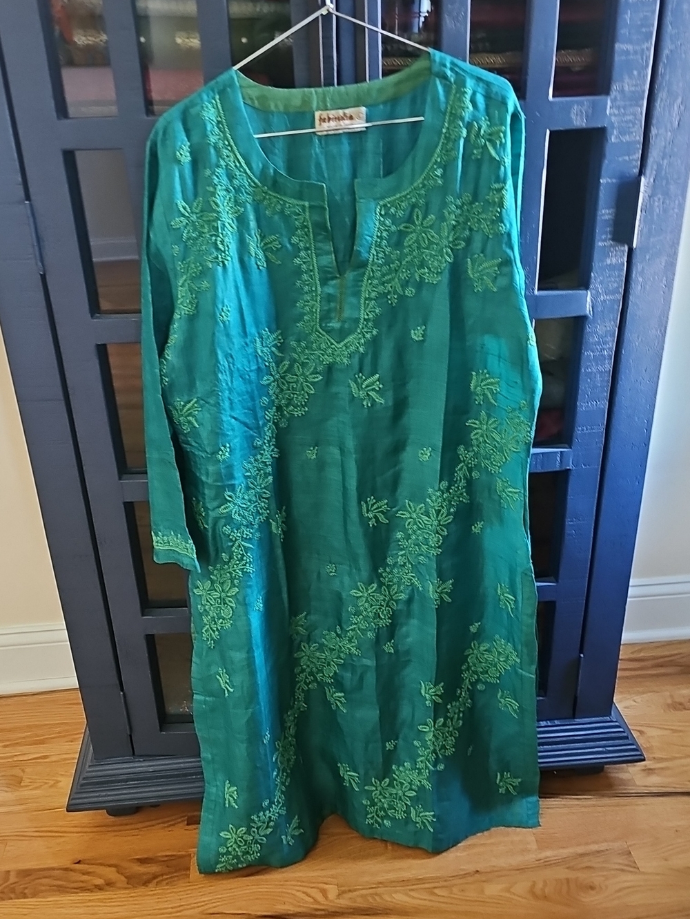 Embroidered Green Women's Tunic Dress